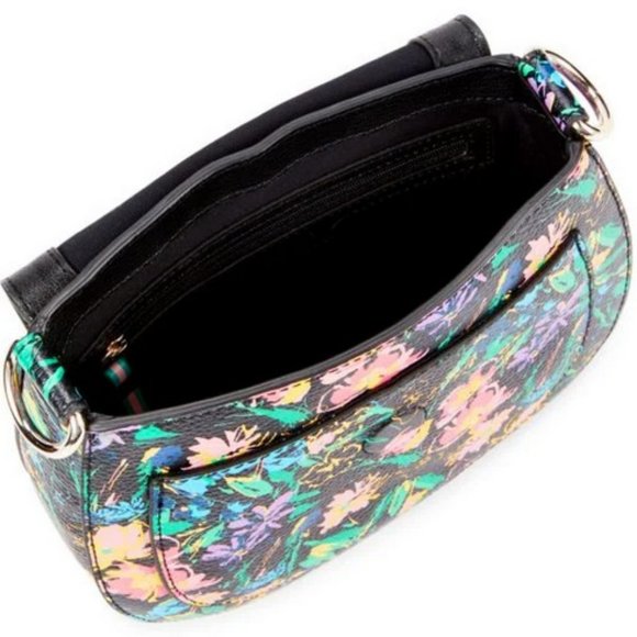 Ted Baker Black Flirty Magnolia Print Bovine Leather Parcell Double Bundle NWT - Picture 4 of 7